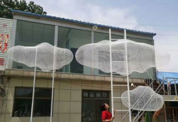 現(xiàn)代云梯雕塑 大型別墅區(qū)梯子雕塑 彩繪云朵雕塑