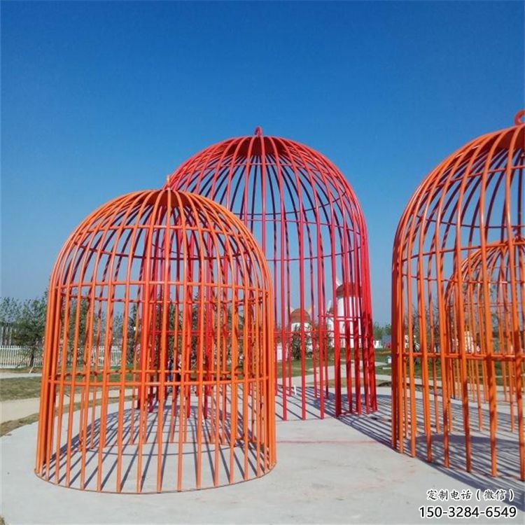 大型鳥籠雕塑 鍛造發(fā)光籠子雕塑 房地產(chǎn)鳥籠子雕塑