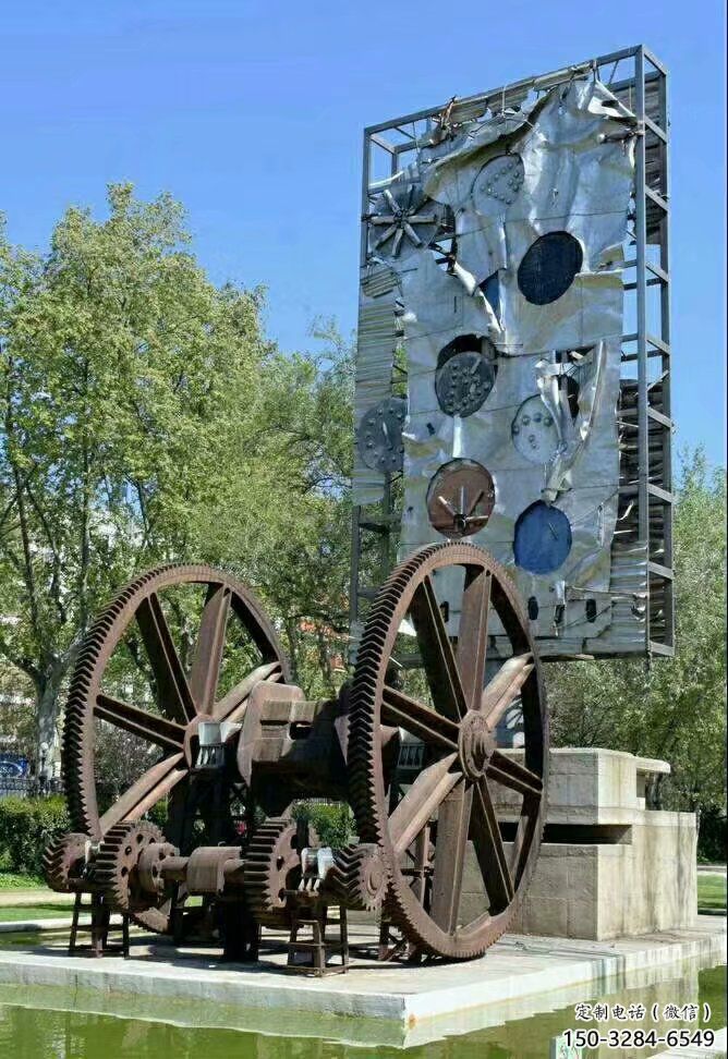 仿古齒輪雕塑 騰飛工業雕塑 房地產機械雕塑