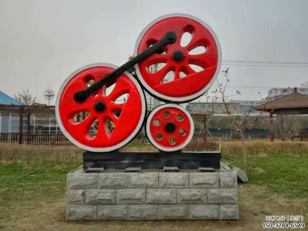 仿真齒輪雕塑 電鍍現(xiàn)代工業(yè)雕塑 部隊(duì)機(jī)械雕塑