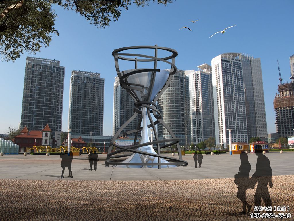 中式沙漏雕塑 啞光漏斗雕塑 游樂場雕塑