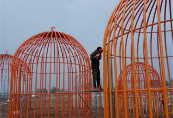 景觀鳥籠雕塑 剪影籠子雕塑 商業(yè)街鳥籠子雕塑