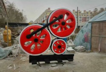 烤漆齒輪雕塑 鋼管工業(yè)雕塑 室內(nèi)機械雕塑