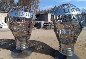 鏡面燈泡雕塑 烤漆大型電燈泡雕塑 彩繪燈具主題