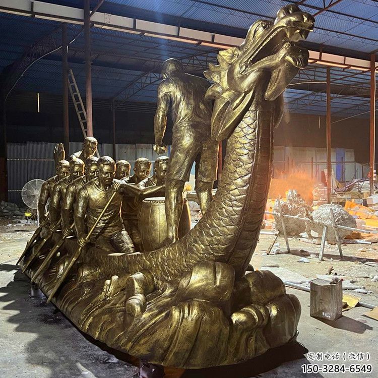 異形龍舟雕塑 現(xiàn)代校園競(jìng)賽雕塑 校園劃槳雕塑