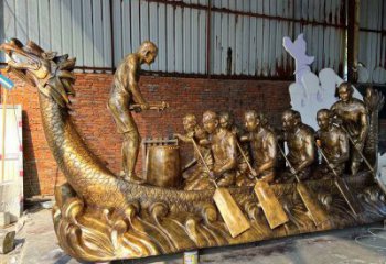 抽象龍舟雕塑 啞光劃槳雕塑 室內競賽雕塑