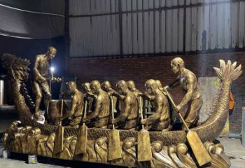 仿古龍舟雕塑 騰飛劃槳雕塑 房地產競賽雕塑