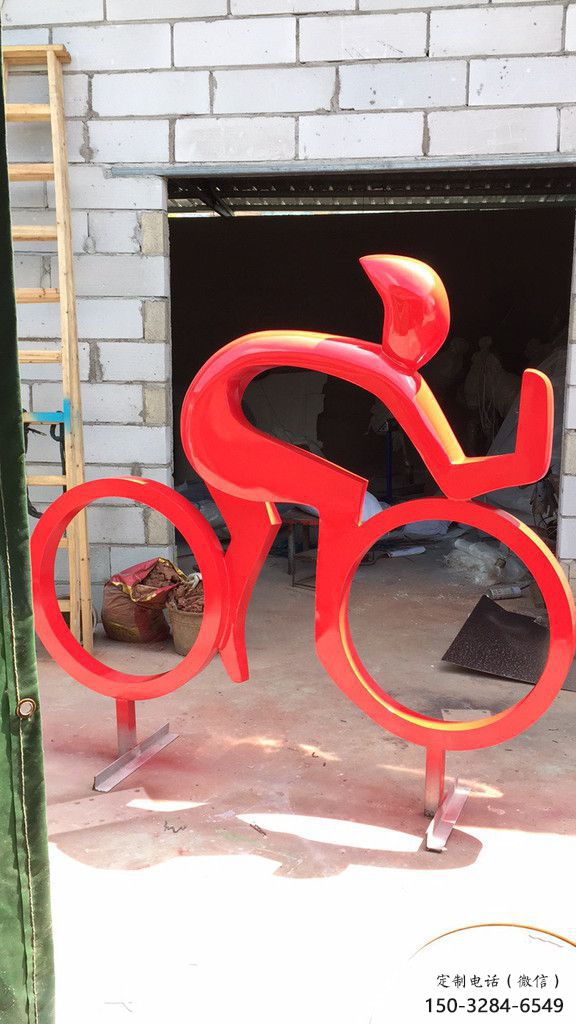 賽車雕塑 賽車人校園體育雕塑 商業街賽車人雕塑