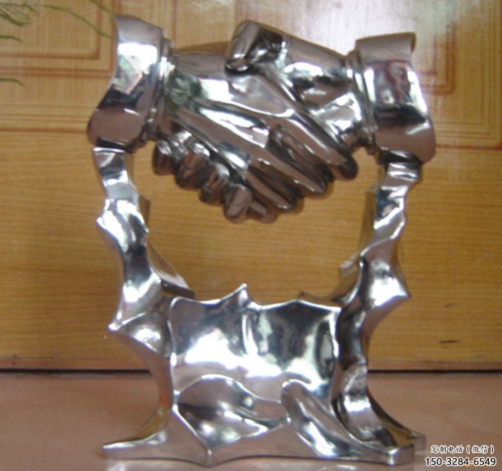 現代握手雕塑 大型別墅區雕塑 彩繪誠信雕塑