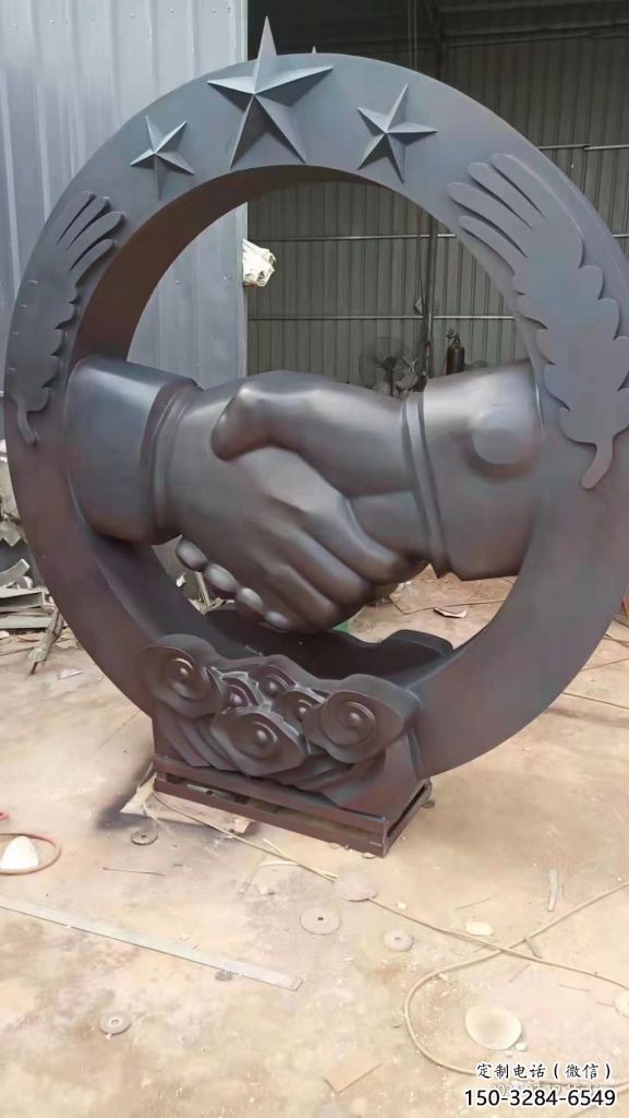 鑄造握手雕塑 中式村口誠(chéng)信雕塑 標(biāo)志雕塑