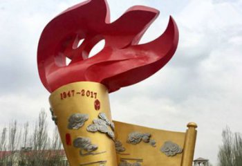 大型商場火苗雕塑 仿真景觀雕塑 鏡面火焰頭雕塑