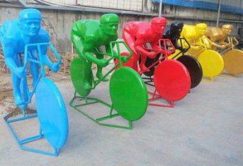 創意賽車雕塑 啞光賽車人雕塑 公園體育雕塑