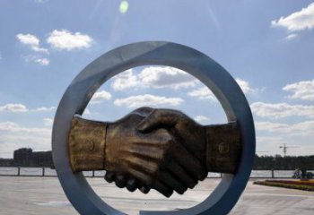 異形握手雕塑 現代校園誠信雕塑 校園雕塑