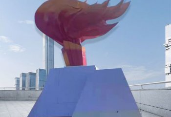 噴漆火把雕塑 中式村口星火相傳主題 草地篝火雕塑