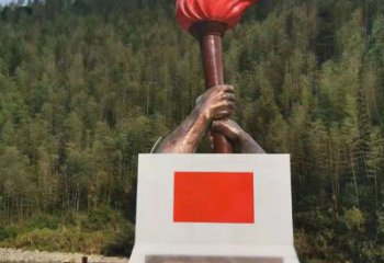 異形火把雕塑 現代校園篝火雕塑 校園星火相傳主題