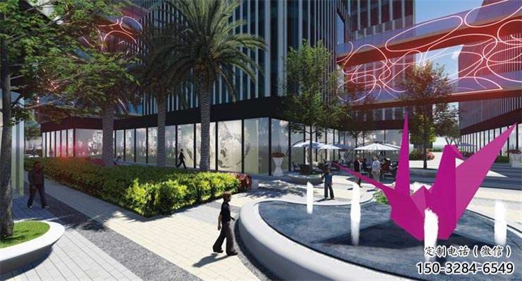 園林千紙鶴雕塑 大型折紙風格 中式鶴鳥雕塑