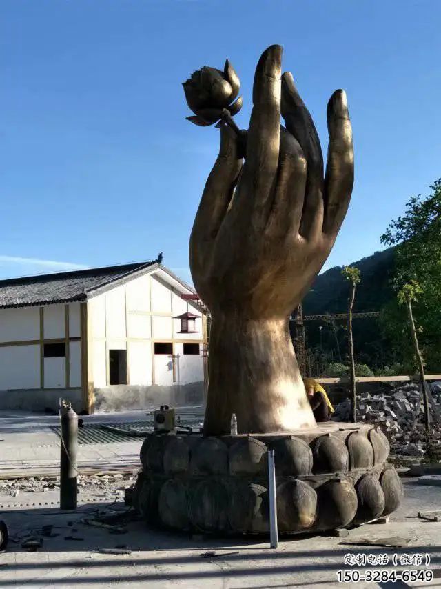 仿真佛手雕塑 電鍍現代觀音手雕塑 部隊雕塑