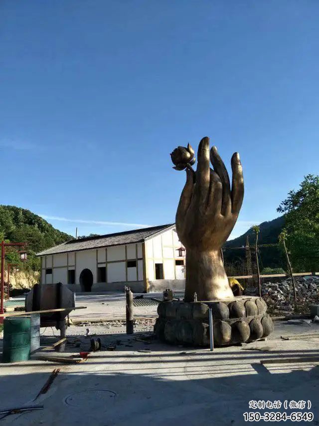 拉絲佛手雕塑 鏤空創意雕塑 別墅區雕塑