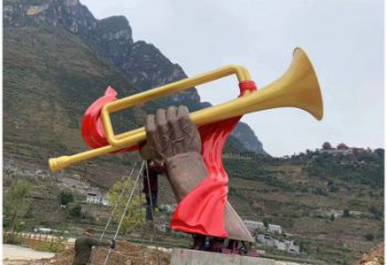 廣場沖鋒號雕塑 公園仿真雕塑 抽象擺件