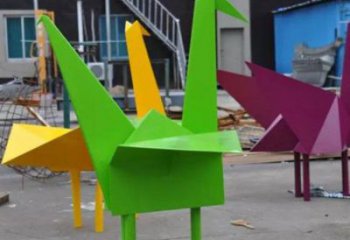 公園千紙鶴雕塑 創(chuàng)意企業(yè)鶴鳥雕塑 美陳折紙風(fēng)格