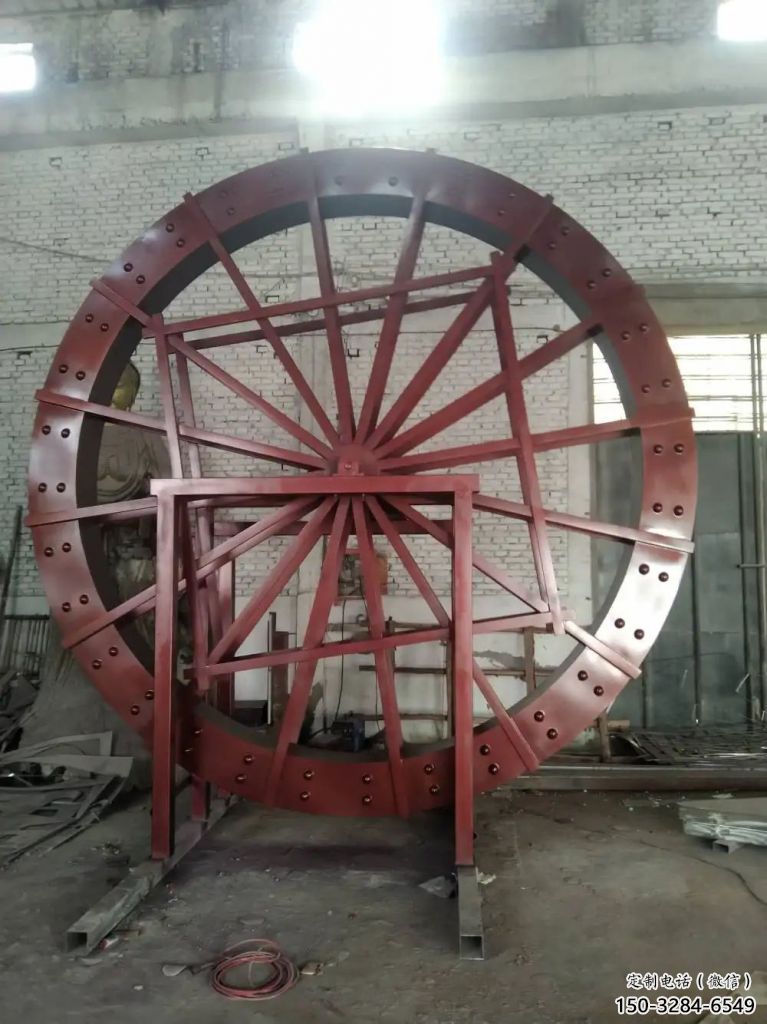 創意水車雕塑 啞光仿古雕塑 公園雕塑