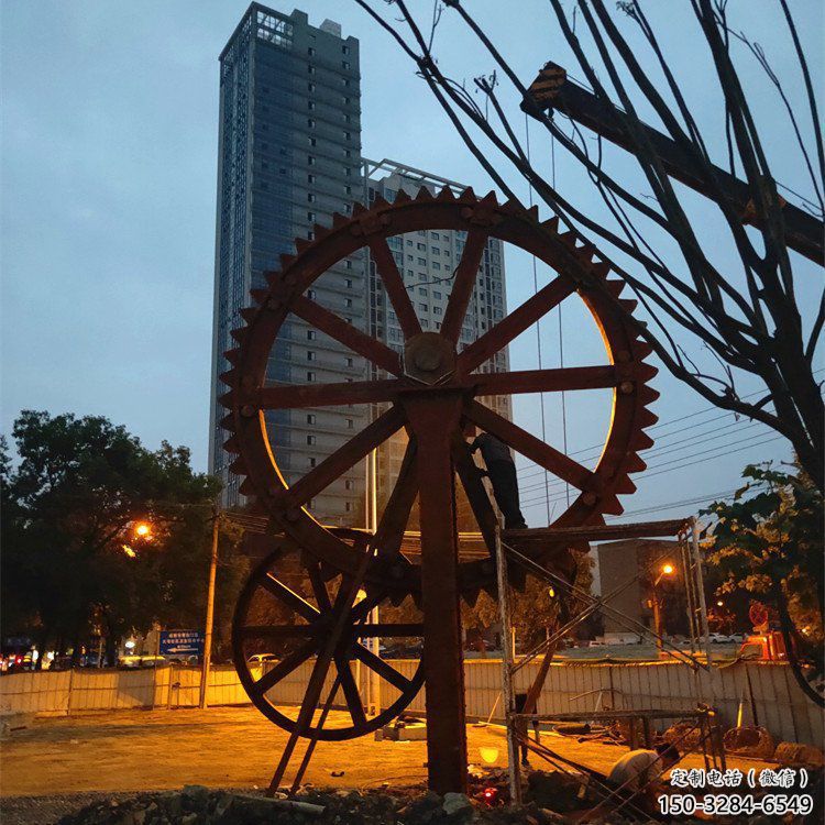 拉絲水車雕塑 鏤空創意雕塑 別墅區雕塑