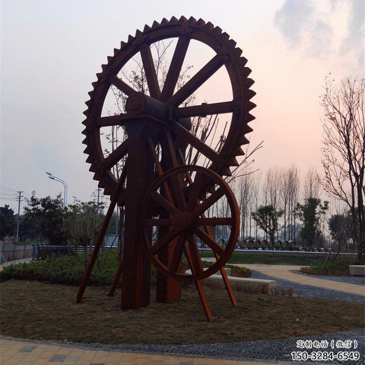 鏤空水車雕塑 噴水園林仿古雕塑 住宅小區雕塑