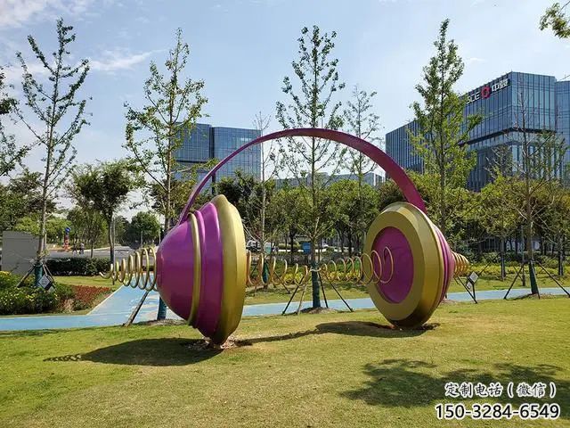 彩繪耳麥雕塑 景觀耳機(jī)雕塑 街頭音樂雕塑