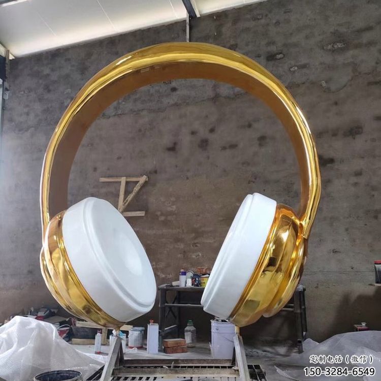 景觀耳麥雕塑 剪影音樂雕塑 商業街耳機雕塑