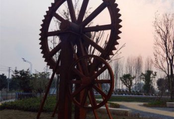 鏤空水車雕塑 噴水園林仿古雕塑 住宅小區雕塑