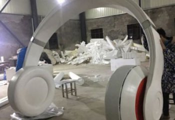 大型商場耳麥雕塑 仿真音樂雕塑 鏡面耳機雕塑