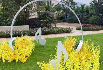 廣場耳麥雕塑 抽象音樂雕塑 烤漆耳機(jī)雕塑