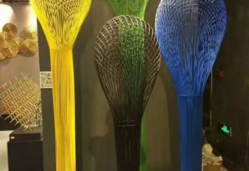 切面麥克風雕塑 燈光庭院話筒雕塑 校園音樂雕塑