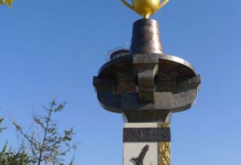 現代獎杯雕塑 大型別墅區標識雕塑 彩繪紀念雕塑