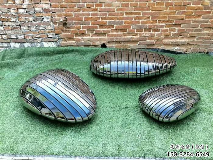 幾何鵝卵石雕塑 發光公園雕塑 大門口空心石雕塑