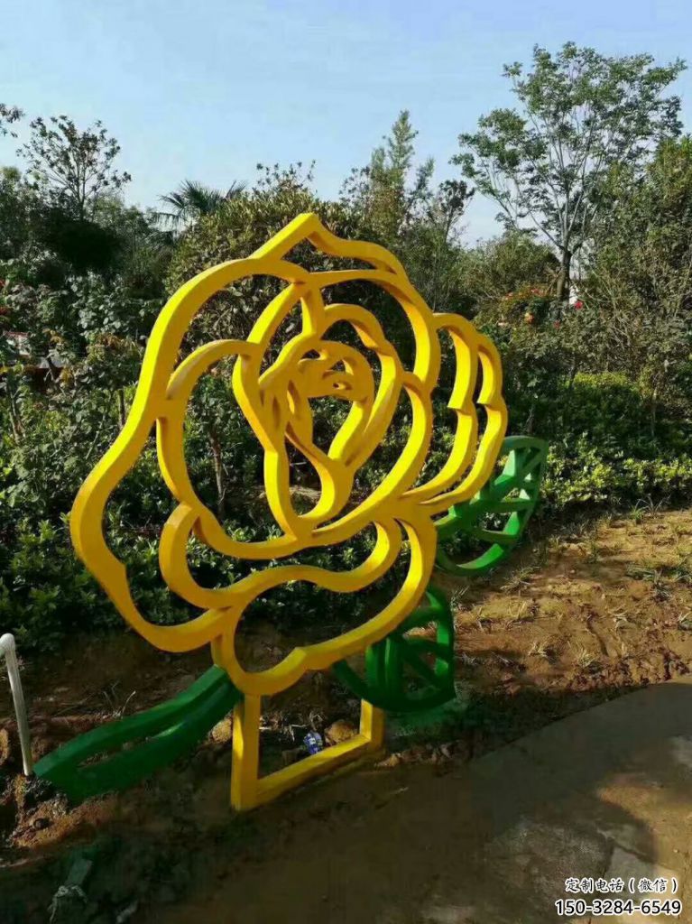 房地產(chǎn)月季花雕塑 剪影花卉雕塑 鍛造花朵雕塑