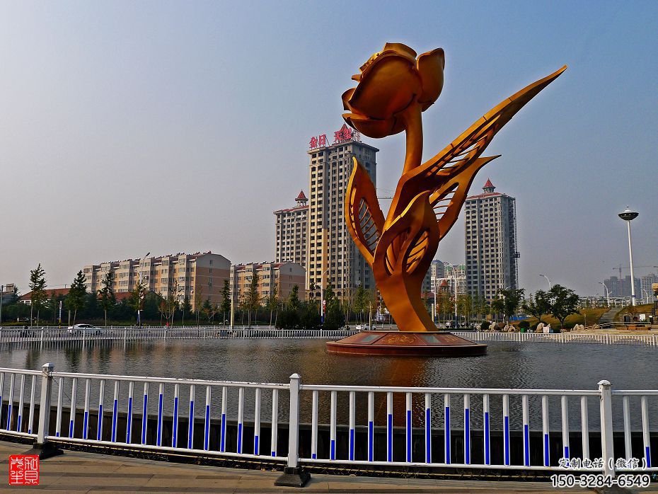 仿古月季花雕塑 騰飛花卉雕塑 房地產花朵雕塑