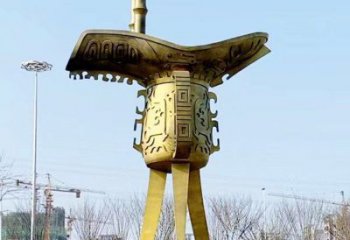 公園酒尊雕塑 創(chuàng)意企業(yè)酒器雕塑 美陳酒尊杯雕塑