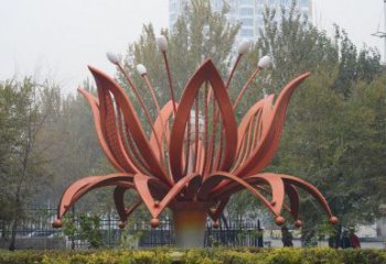 彩繪蓮花雕塑 景觀花卉雕塑 街頭水蓮花雕塑