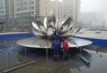 創(chuàng)意蓮花雕塑 啞光水蓮花雕塑 公園花卉雕塑