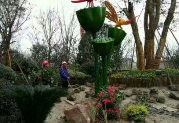 仿古蓮蓬雕塑 騰飛植物雕塑 房地產雕塑