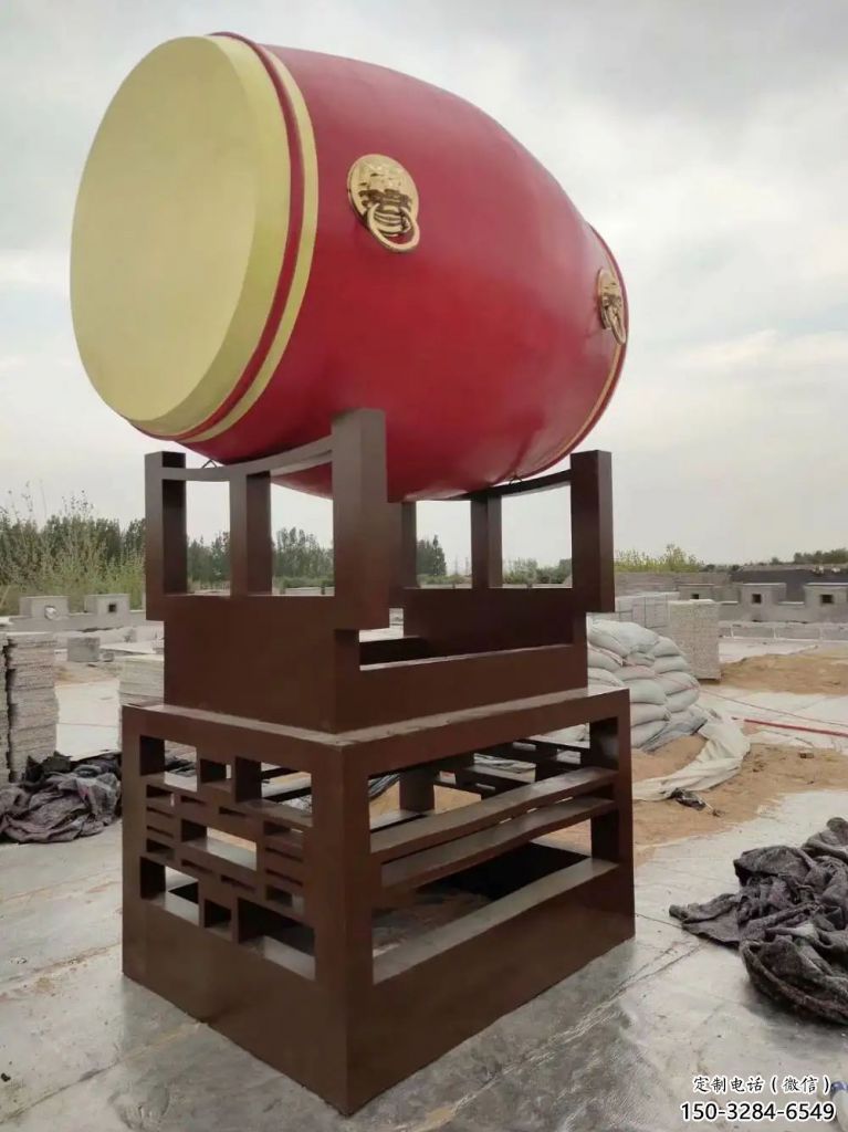 噴漆戰鼓雕塑 中式村口喜慶雕塑 草地民族雕塑