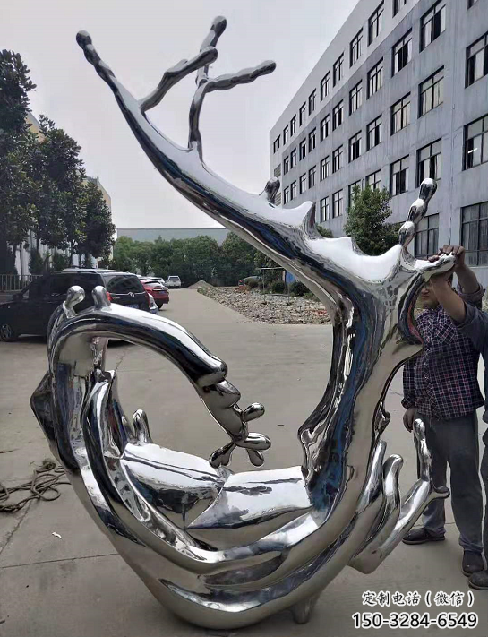 烤漆水花雕塑 鋼管水景雕塑 室內雕塑