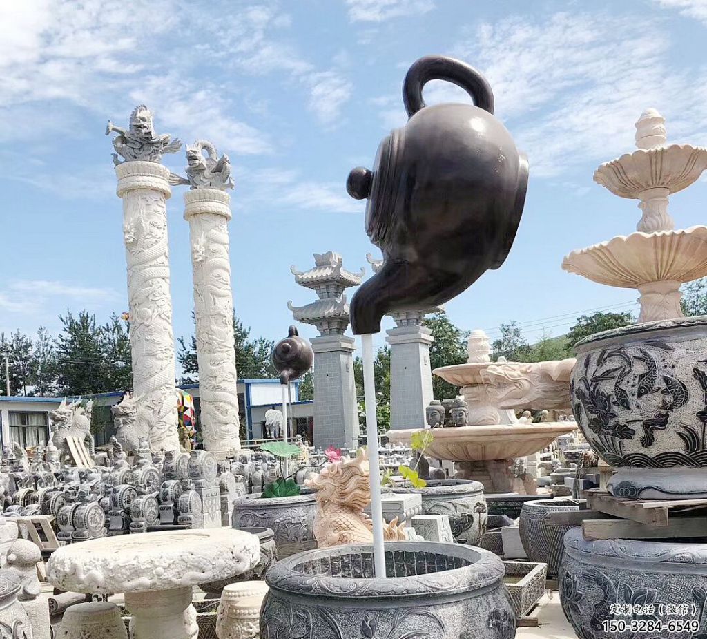 大型天壺雕塑 鍛造發(fā)光懸空雕塑 房地產(chǎn)流水雕塑