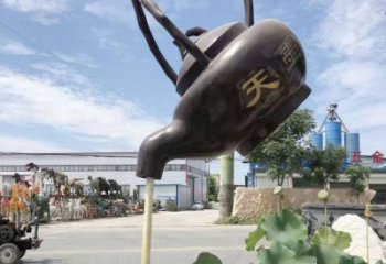 抽象天壺雕塑 啞光懸空雕塑 室內(nèi)流水雕塑