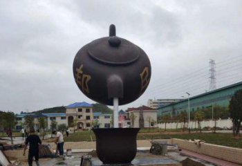 仿真天壺雕塑 電鍍現(xiàn)代懸空雕塑 部隊流水雕塑