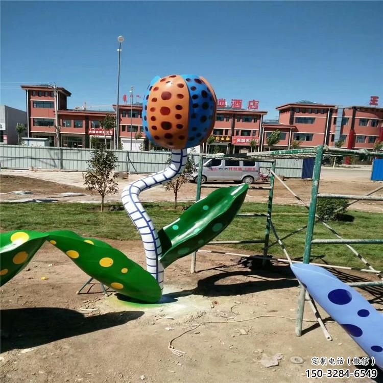噴漆喇叭花雕塑 中式村口花卉雕塑 草地雕塑