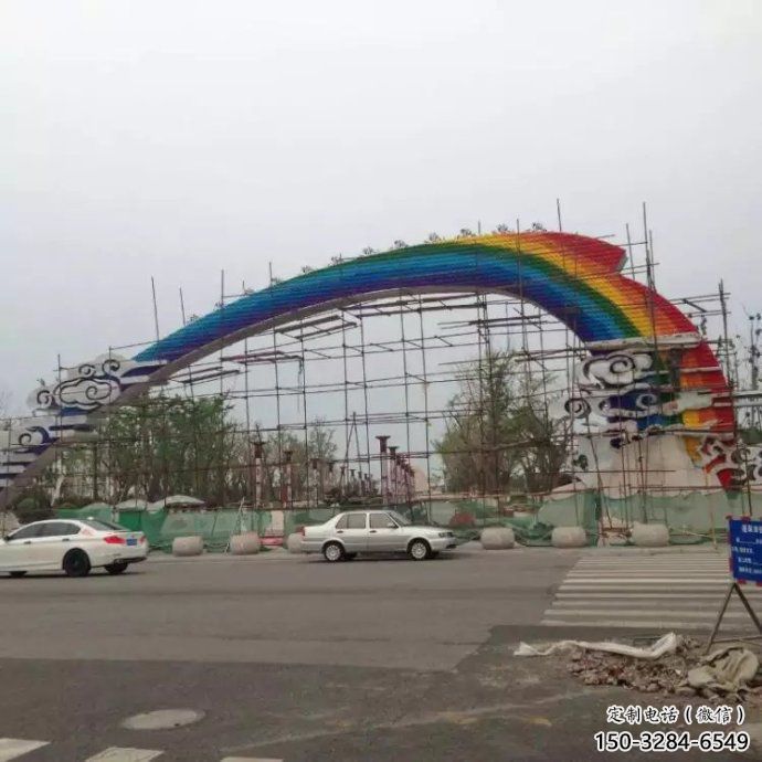 祥云大門雕塑，城市地標建筑，不銹鋼祥云大門雕塑