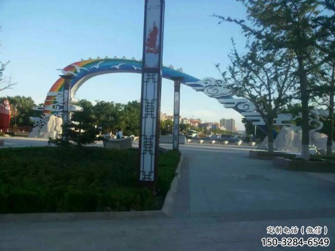 祥云拱門雕塑，廣場藝術建筑，不銹鋼祥云拱門雕塑