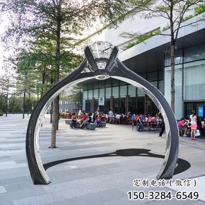 戒指門套雕塑,公園景觀雕塑，不銹鋼拱門雕塑廠家